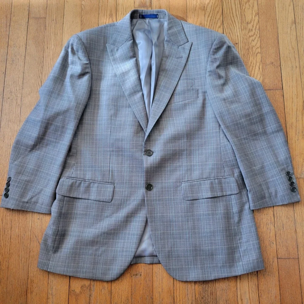 Paul Fredrick 39S Wool Suit Gray Glen‎ Plaid 2 Pc Suit Blazer Pants Preppy Twee